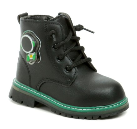 Kinder-Winterstiefel mit Schnürung und Reißverschluss, aus Synthetikmaterial und ausgestattet mit einem pelzigen Textilfell und einer Innensohle aus echtem Leder.