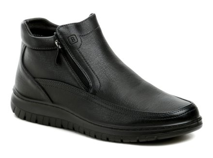 Herren-Winterwanderschuhe mit 2 Reißverschlüssen, aus synthetischem Material, das Leder imitiert.