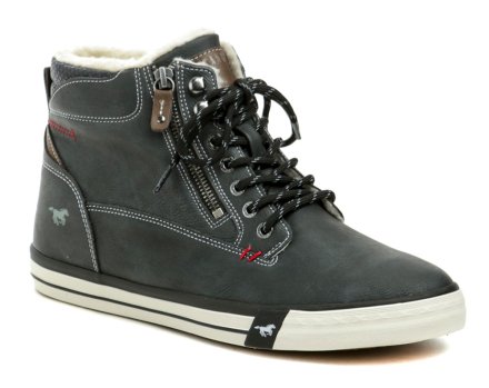 Herren-Winterwanderstiefel mit Schnürung und Reißverschluss, aus Synthetikmaterial.