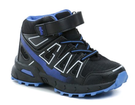 Ganzjährige Wander- und Trekkingstiefel mit Klettverschluss aus einer Kombination von Synthetik- und Textilmaterial.