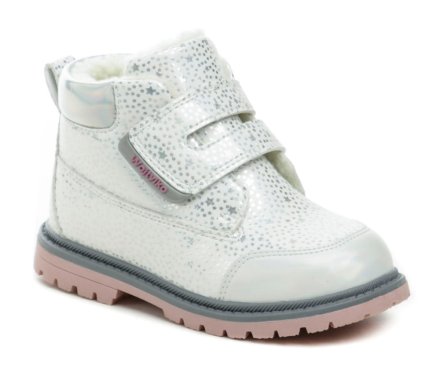 Kinder-Winterstiefel mit Klettverschluss, aus Synthetikmaterial und isoliert mit pelzigem Textilfell.