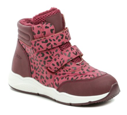 Kinder-Winterstiefel mit Klettverschluss, aus Synthetikmaterial und isoliert mit pelzigem Textilfell.