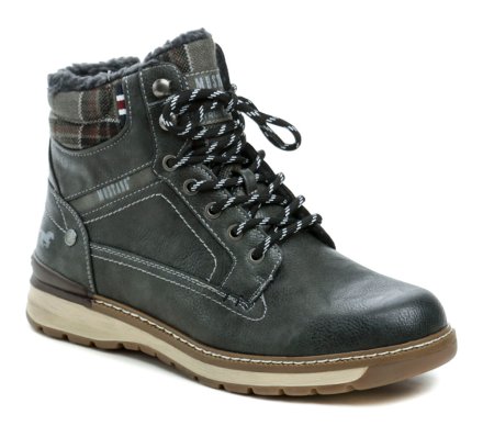 Herren-Winterwanderstiefel mit Schnürung und Reißverschluss, aus Synthetikmaterial.