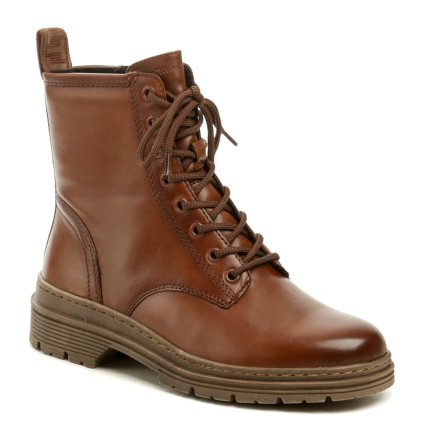 Winterstiefeletten für Damen mit Schnürung und Reißverschluss. Die Stiefel sind aus echtem Naturleder gefertigt. Innen mit weichem Textilfell isoliert.