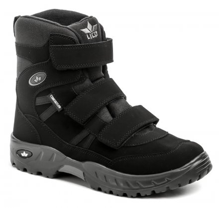 Herren-Winterwanderstiefelette von Lico mit Klettverschluss. Die Schuhe sind aus einer Kombination aus Synthetik und Textilmaterial mit Comfortex®-Membran gefertigt.