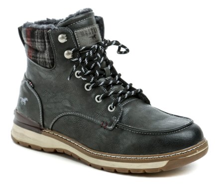 Herren-Winterwanderstiefel mit Schnürung und Reißverschluss, aus Synthetikmaterial.