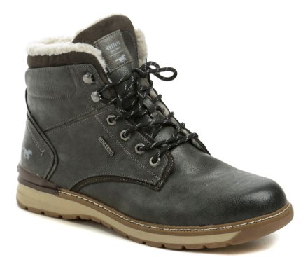 Herren-Winterwanderstiefel mit Schnürung und Reißverschluss, aus Synthetikmaterial.