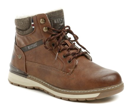 Herren-Winterwanderstiefel mit Schnürung und Reißverschluss, aus Synthetikmaterial.