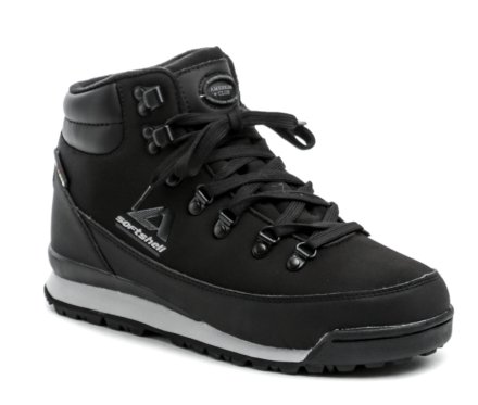 Winter-Outdoor-Wanderschuhe mit Schnürung, hergestellt aus einer Kombination von synthetischem Material mit textilem SOFTSHELL-Material.