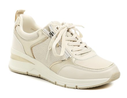 Ganzjahres-Wanderschuhe für Damen mit Schnürsenkeln und Reißverschluss. Die Schuhe sind aus Synthetik, das Innenfutter ist aus einer Kombination aus Textil und Synthetik gefertigt.