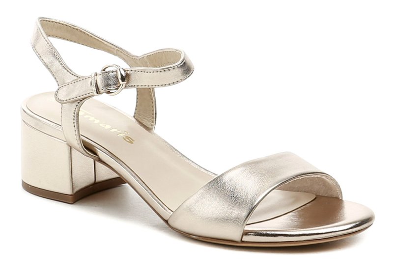 Tamaris 1-28249-42 hellgoldene Damen-Sandalen mit Absatz | ARNO-schuhe.de – Schuhe mit Tradition