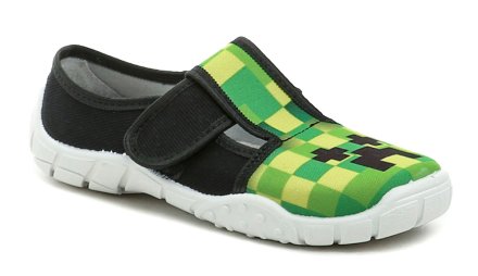 Ganzjährige Freizeit- und Schlupfschuhe für Kinder mit Klettverschluss, aus Textilmaterial mit einer Innensohle aus echtem Leder.