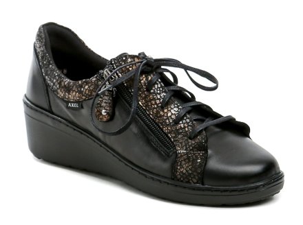 Ganzjährige Damen Gesundheitswanderschuhe mit Schnürung und 2 Reißverschlüssen. Die Schuhe sind aus echtem Naturleder gefertigt.