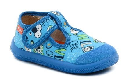 Kinderlaufschuhe mit Klettverschluss über dem Knöchel. Die Schuhe sind aus einer Kombination aus echtem Naturleder und Textil mit Synthetikmaterial hergestellt. Der Schuh ist parfümiert.