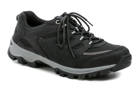 Ganzjahres-Wander- und Sportschuhe für Herren mit Schnürung, aus echtem Naturleder in Kombination mit Textilmaterial.