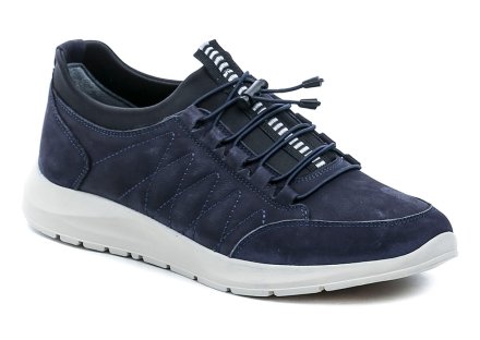 Ganzjährige Herren-Wanderschuhe des Halbschuhtyps. Das Schuhwerk ist aus echtem Naturleder in Kombination mit elastischem Textilmaterial hergestellt.