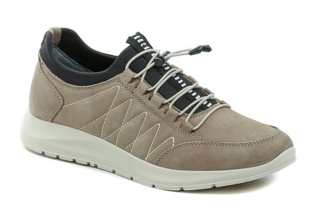 Ganzjährige Herren-Wanderschuhe des Halbschuhtyps. Das Schuhwerk ist aus echtem Naturleder in Kombination mit elastischem Textilmaterial hergestellt.