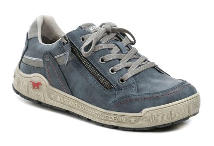 Ganzjahres-Wanderschuhe für Damen mit Schnürsenkeln und Reißverschluss, aus lederähnlichem Synthetikmaterial.