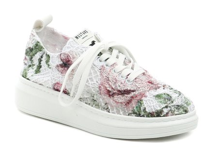 Sommerliche Freizeit-Wanderschuhe mit Schnürsenkeln, aus Textilmaterial in Kombination mit Synthetik.