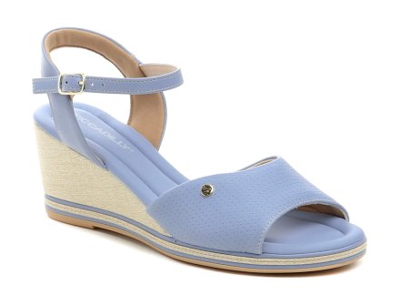 Damen-Sommer-Gesundheits-Walking-Schuhe auf Keile mit einer losen Zehe mit einem Verschluss um die Ferse. Die Schuhe sind aus hochwertigem Synthetikmaterial und gepolstertem Textilfutter hergestellt. Spezielle BUNION-Behandlung - weiches Material im Zehengelenkbereich.