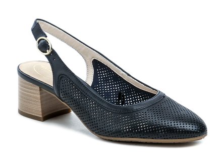 Sommerliche Damen-Wanderschuhe aus echtem Leder mit lockerem Absatz und einem Verschluss an der Ferse.