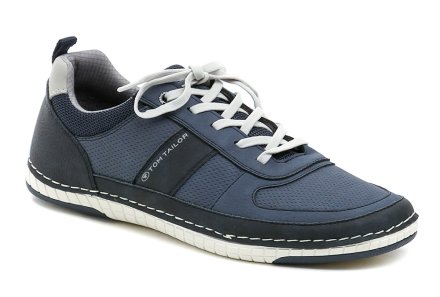 Ganzjahres-Wanderschuhe für Herren mit elastischen Schnürsenkeln, aus Synthetikmaterial kombiniert mit Textilmaterial.
