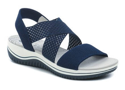 Damen-Sommer-Wanderschuhe, Weite H, Keilsandaletten. Die Schuhe sind aus einer Kombination von flexiblem Textilmaterial hergestellt.