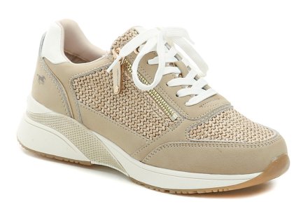 Ganzjahres-Wanderschuhe mit leichtem Keil und elastischen Schnürsenkeln, aus einer Kombination von Textil und Synthetikmaterial.