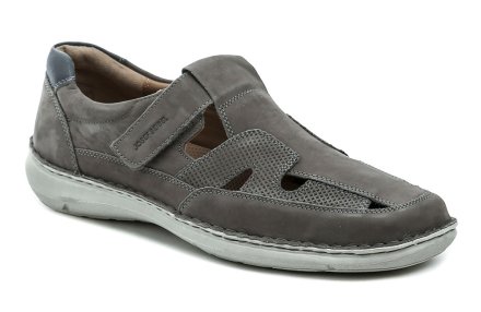 Sommerliche Herren-Wanderschuhe mit Klettverschluss. Josef Seibel Schuhe sind aus Naturleder mit Luftzirkulationslöchern hergestellt.