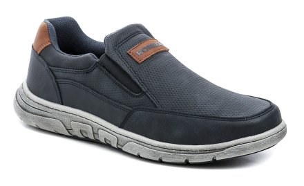 Herren-Ganzjahres-Wanderschuhe im Stil von Slippern zum Hineinschlüpfen. Die Schuhe sind aus synthetischem Material in Kombination mit Textil hergestellt.