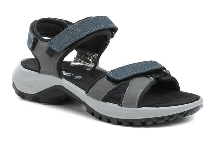 Sommerliche Damen-Ledersandalen mit Klettverschluss.