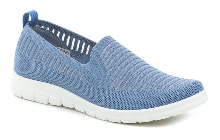 Damen Sommer Wanderschuhe Typ Mokassins. Die Schuhe sind aus Textilmaterial mit einer Innensohle aus echtem Leder gefertigt.