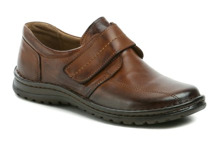 Ganzjährige Herren-Wanderschuhe mit Klettverschluss, aus echtem Naturleder.