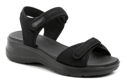 Damen-Sommer-Wandersandalen mit Klettverschluss, aus Textilmaterial.