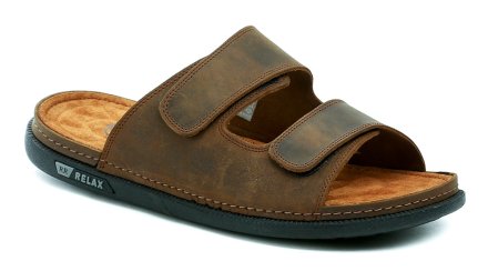 Sommerliche Herren-Lederschuhe mit zwei Klettverschlüssen, aus echtem Naturleder.