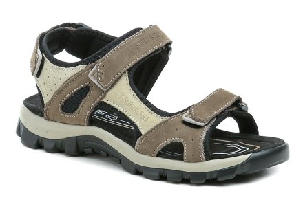 Sommerliche Damen-Ledersandalen mit Klettverschluss, aus echtem Naturleder.