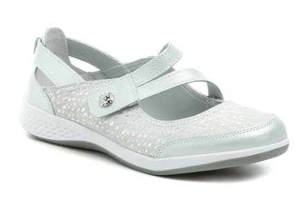 Sommerliche Wanderschuhe für Frauen mit einem Gürtel mit Klettverschluss über dem Knöchel. Die Schuhe sind aus echtem Naturleder gefertigt.