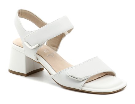 Damen-Sommer-Walking-Sandalen mit Absatz und Klettverschluss über dem Knöchel, aus echtem Leder.