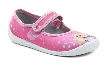 Kinder-Sommer-Freizeitschuhe mit Klettverschluss, aus Textilmaterial und einer Innensohle aus echtem Leder.