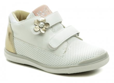 Ganzjahres-Wanderschuhe für Kinder mit Klettverschluss. Die Schuhe sind aus synthetischem Material hergestellt.