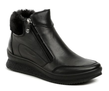 Damen-Winterstiefeletten mit Reißverschluss aus einer Kombination aus echtem, gebürstetem Naturleder und Textilmaterial.