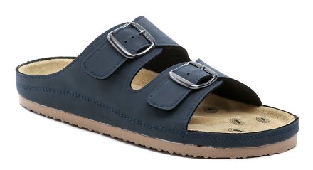 Herren Sommer Freizeit- und Gesundheits-Schlupfschuhe aus echtem Natur- und Kunstleder mit verstellbarem Ristriemen.