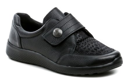 Medizinische Ganzjahres-Wanderschuhe für Damen aus echtem Naturleder in Kombination mit flexiblem Textilmaterial, geeignet für Ballenzehen.