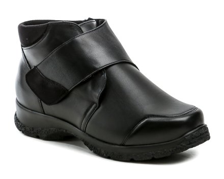 Damen-Winterwanderschuhe mit Klettverschluss, aus echtem Leder in Kombination mit synthetischem Material, geeignet für Ballenzehen und isoliert mit einem pelzigen Futter.
