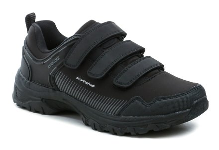 Ganzjahres-Wanderschuhe mit Klettverschluss, hergestellt aus einer Kombination von Synthetikmaterial mit textilem SOFTSHELL-Material.