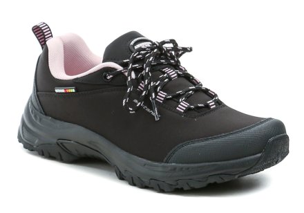 Ganzjährige Outdoor-Wanderschuhe mit Schnürung. Die Schuhe bestehen aus einer Kombination aus synthetischem Material und textilem SOFTSHELL-Material.