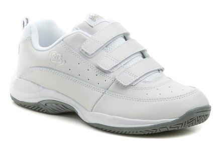 Ganzjährige Wander- und Sportschuhe mit Klettverschluss aus einer Kombination aus echtem Leder und Textilmaterial.