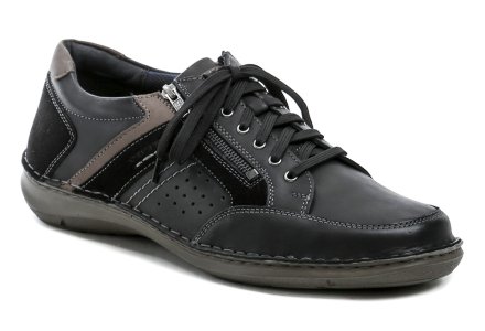 Herren-Ganzjahres-Wanderschuhe mit Schnürverschluss und 2 Reißverschlüssen. Josef Seibel Schuhe sind aus Naturleder gefertigt.