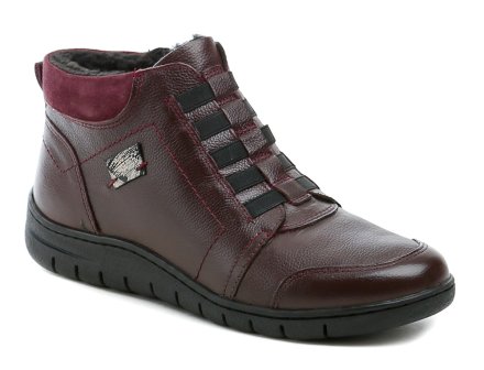 Damen-Winterstiefeletten mit Reißverschluss. Die Schuhe sind aus echtem Leder gefertigt und innen mit flauschigem Textilfell gefüttert.