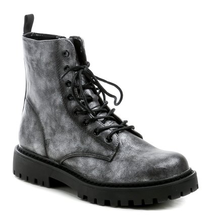 Damen-Winterstiefeletten mit Schnürsenkeln und Reißverschluss. Die Schuhe bestehen aus synthetischem Material mit einem weichen Fleecefutter im Inneren.